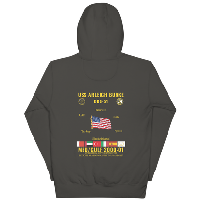 USS Arleigh Burke (DDG-51) 2000-01 Med/Gulf Cruise Hoodie