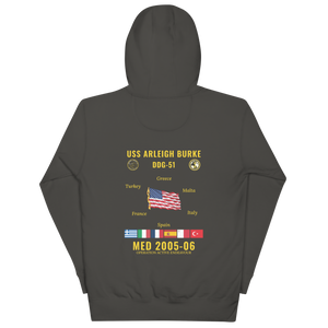 USS Arleigh Burke (DDG-51) 2005-06 Med Cruise Hoodie