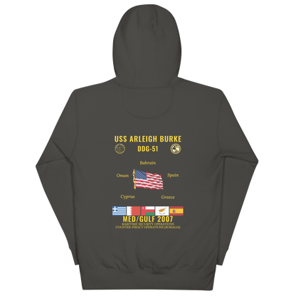 USS Arleigh Burke (DDG-51) 2007 Med/Gulf Cruise Hoodie