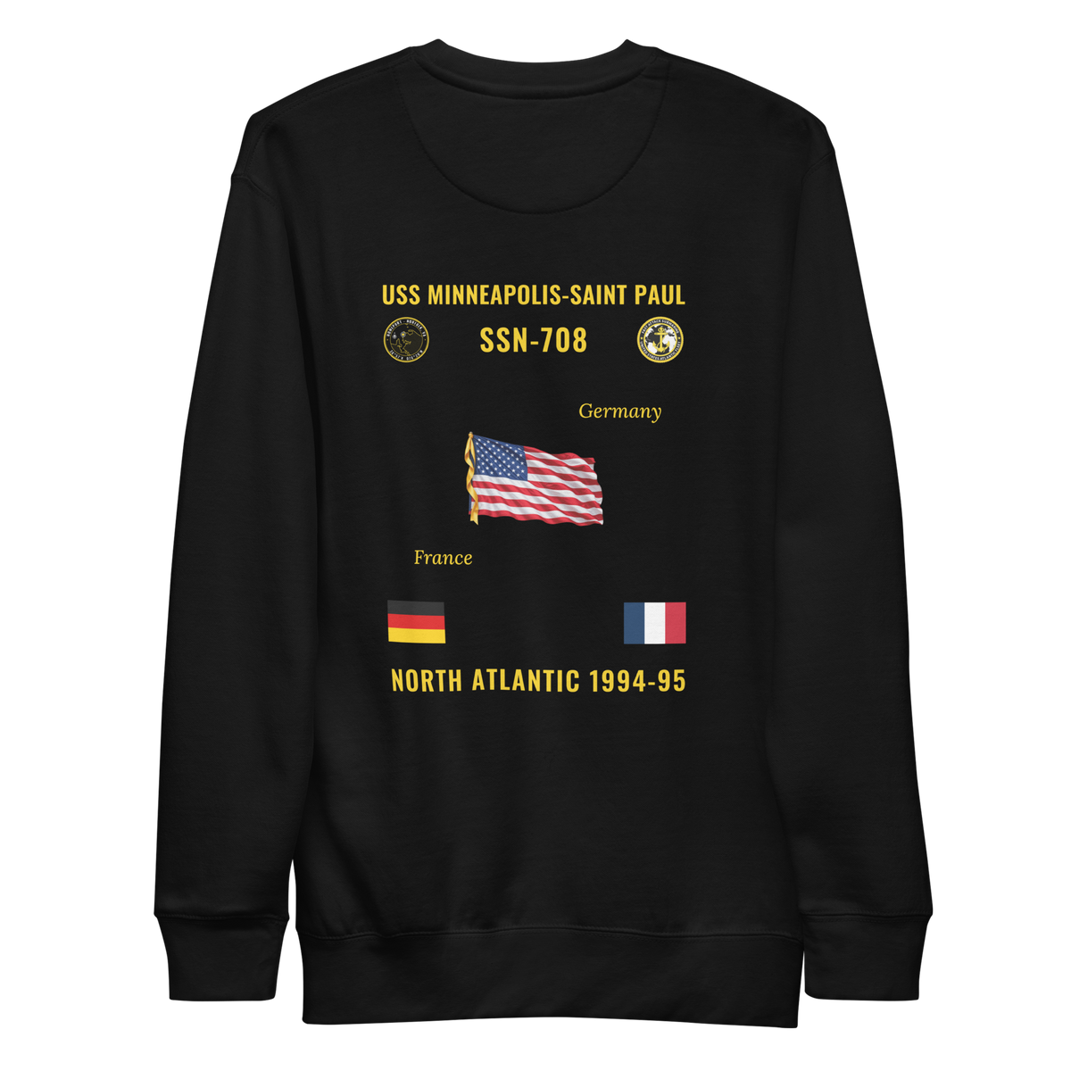USS Minneapolis-Saint Paul (SSN-708) 1994-95 North Atlantic Cruise Sweatshirt