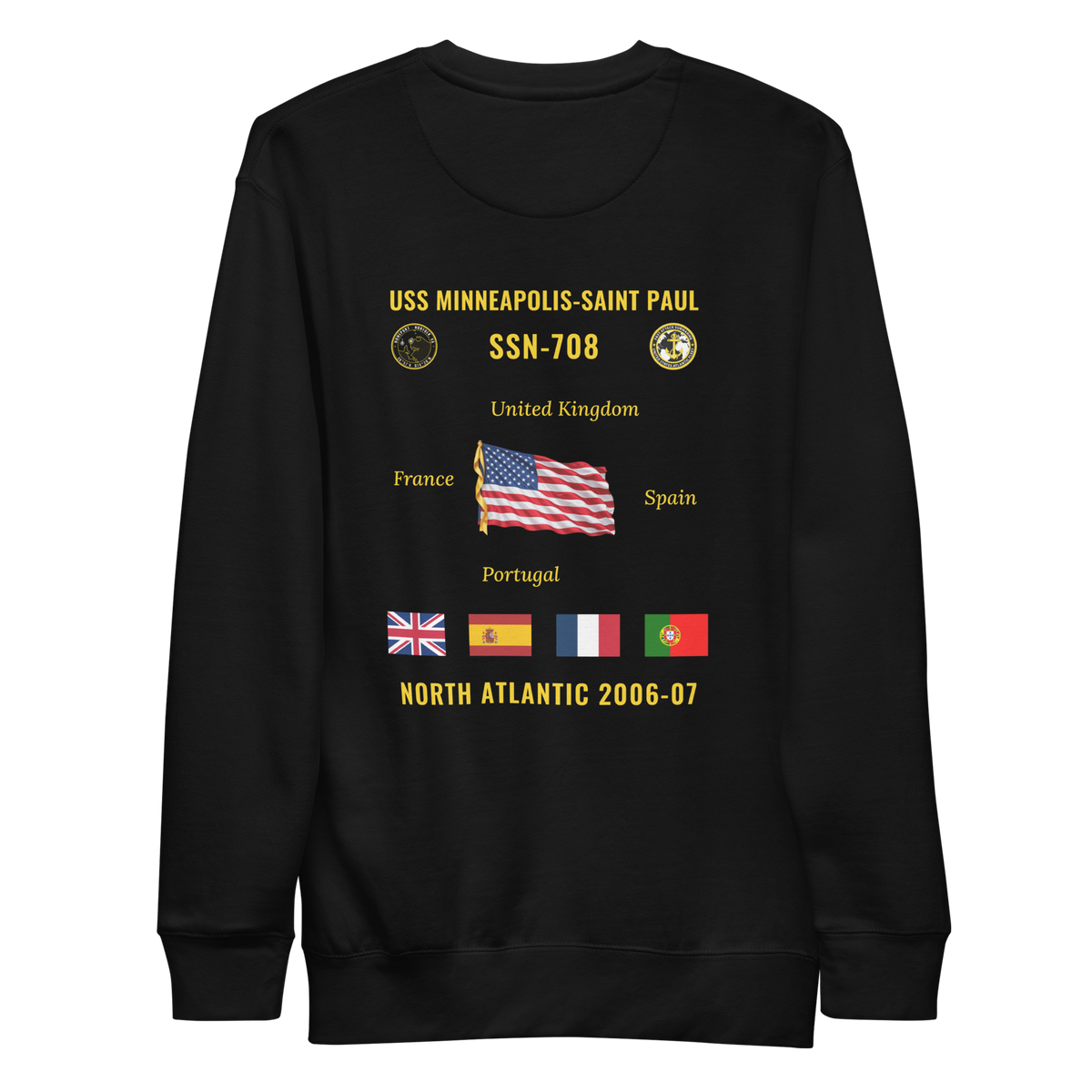 USS Minneapolis-Saint Paul (SSN-708) 2006-07 North Atlantic Cruise Sweatshirt