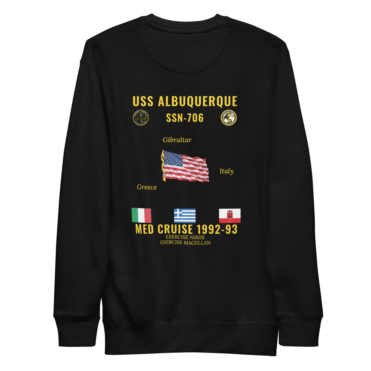 USS Albuquerque (SSN-706) 1992-93 Med Cruise Sweatshirt