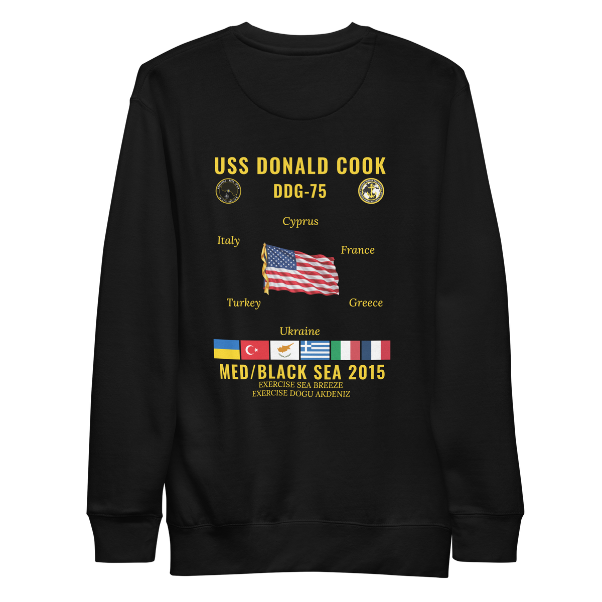 USS Donald Cook (DDG-75) 2015 Med/Black Sea Cruise Sweatshirt