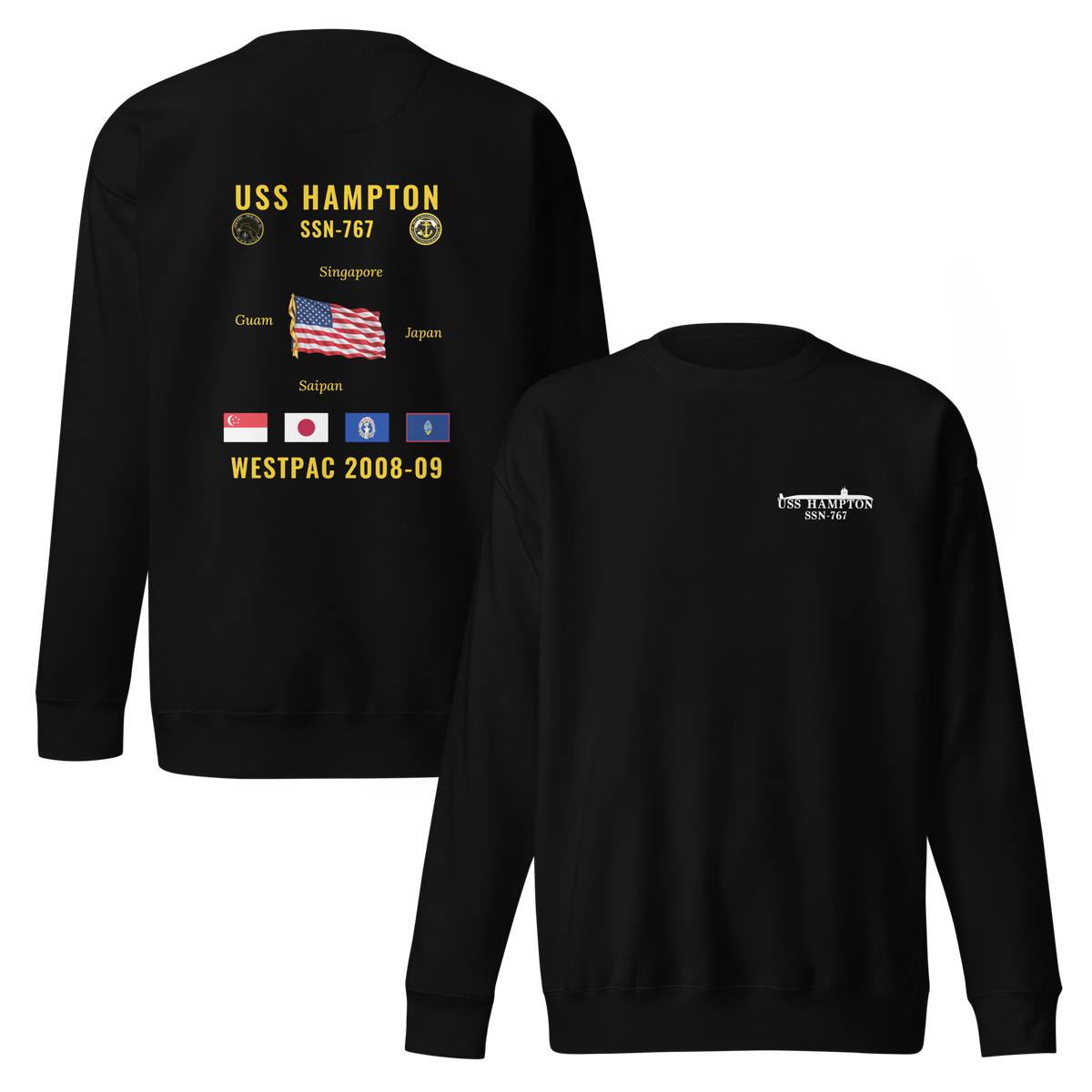 USS Hampton (SSN-767) 2008-09 WestPac Cruise Sweatshirt