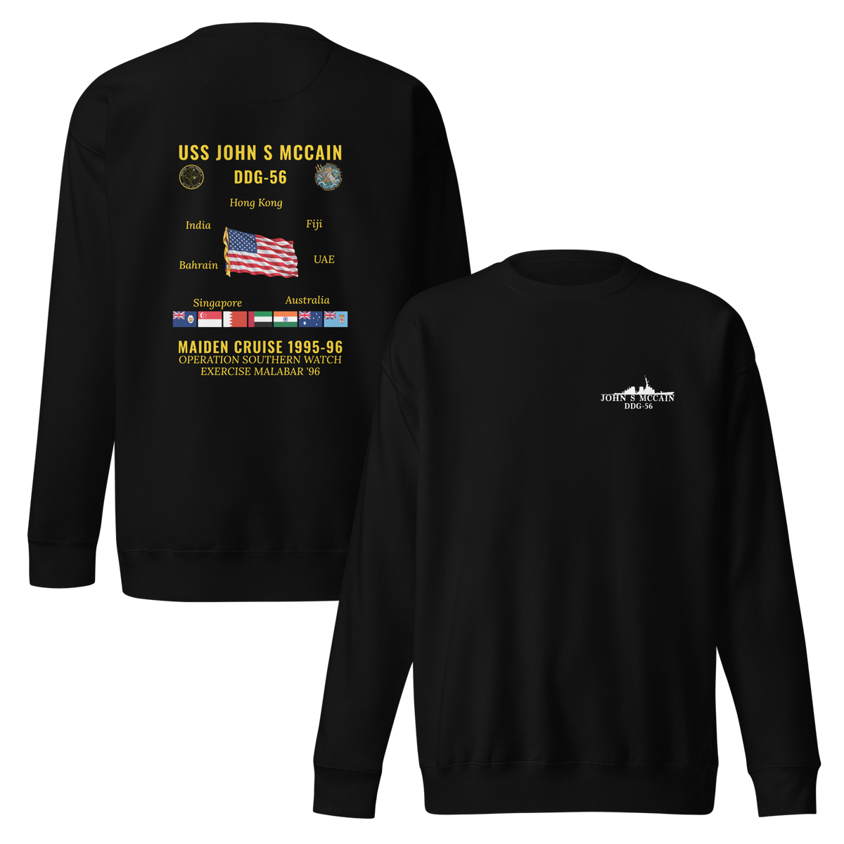 USS John S McCain (DDG-56) 1995-96 Maiden Cruise Sweatshirt