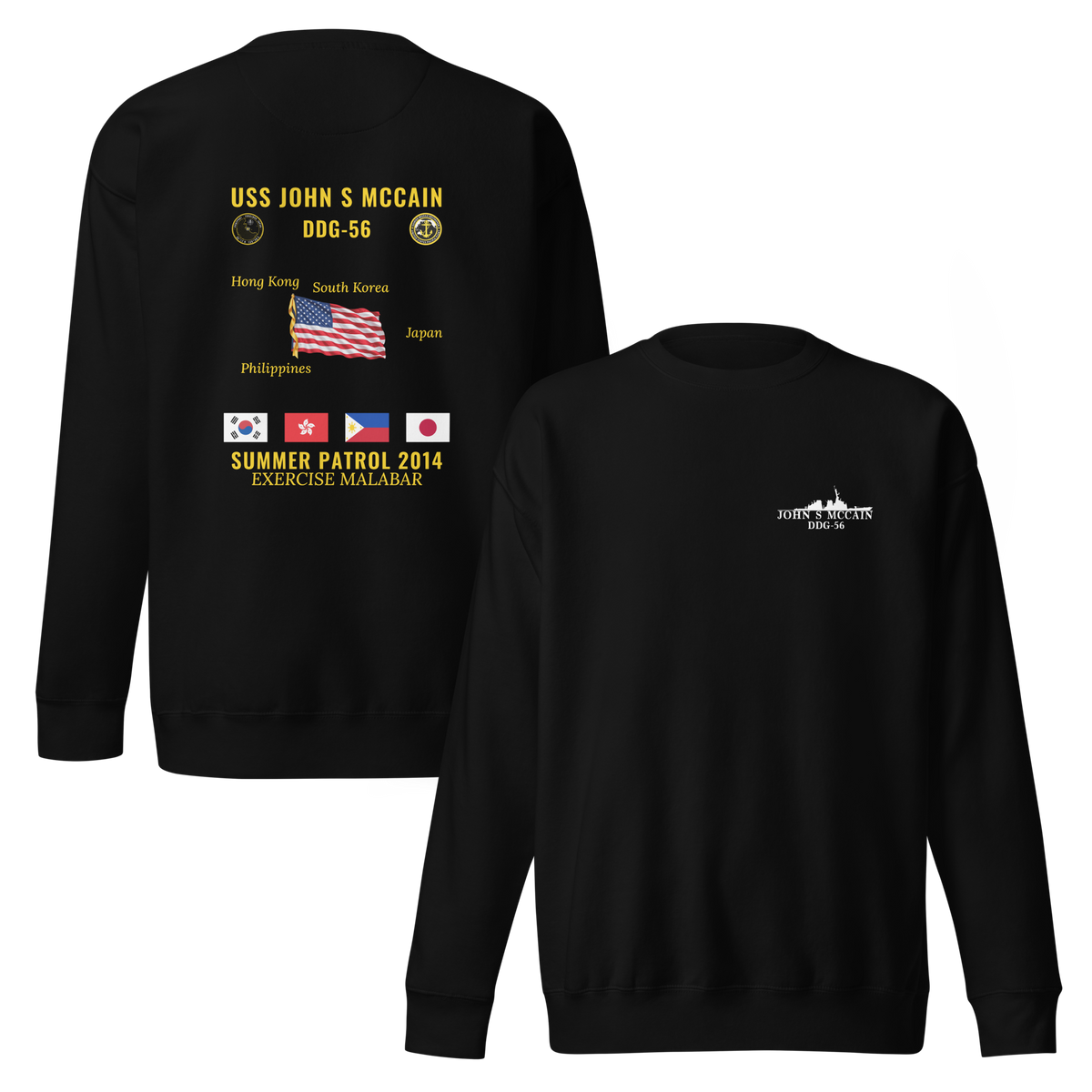 USS John S McCain (DDG-56) 2014 Summer Patrol Cruise Sweatshirt