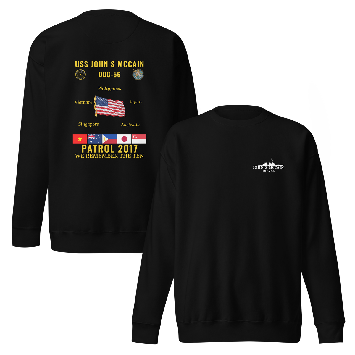 USS John S McCain (DDG-56) 2017 Patrol Cruise Sweatshirt