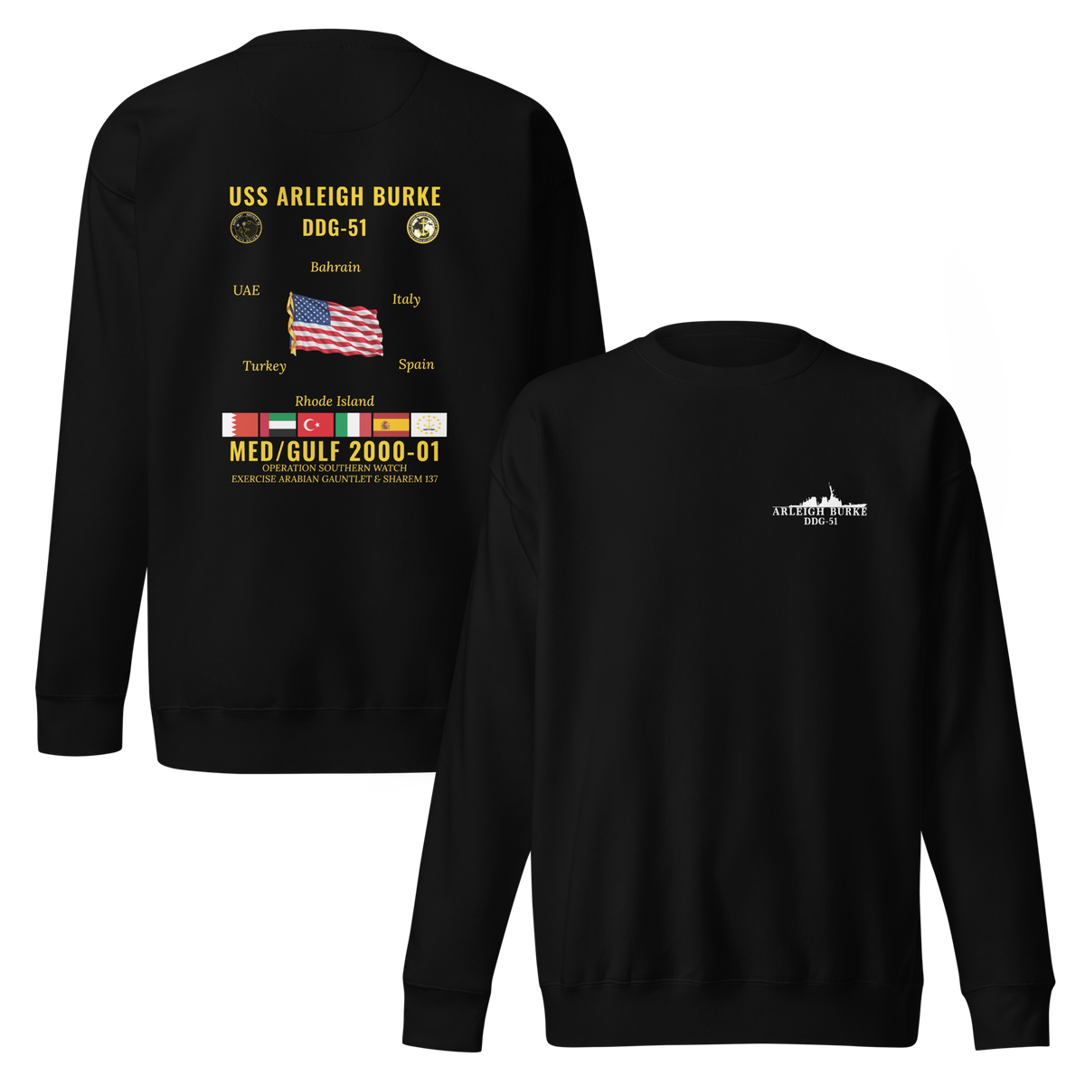 USS Arleigh Burke (DDG-51) 2000-01 Med/Gulf Cruise Sweatshirt