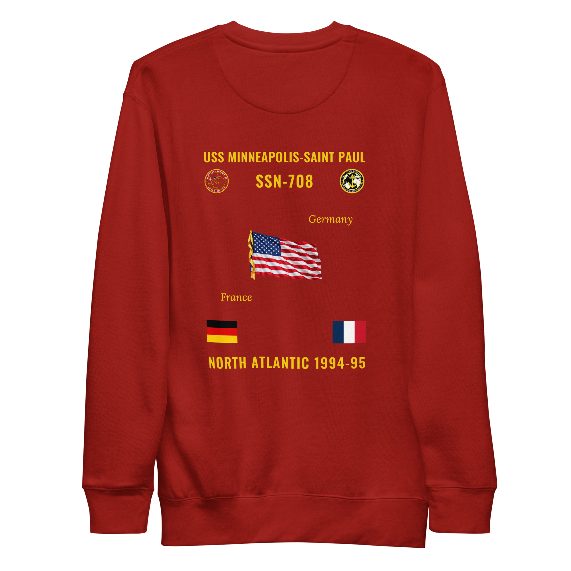 USS Minneapolis-Saint Paul (SSN-708) 1994-95 North Atlantic Cruise Sweatshirt