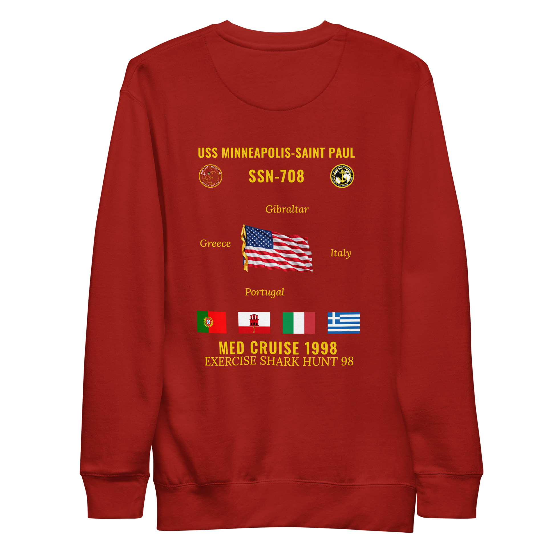 USS Minneapolis-Saint Paul (SSN-708) 1998 Med Cruise Sweatshirt
