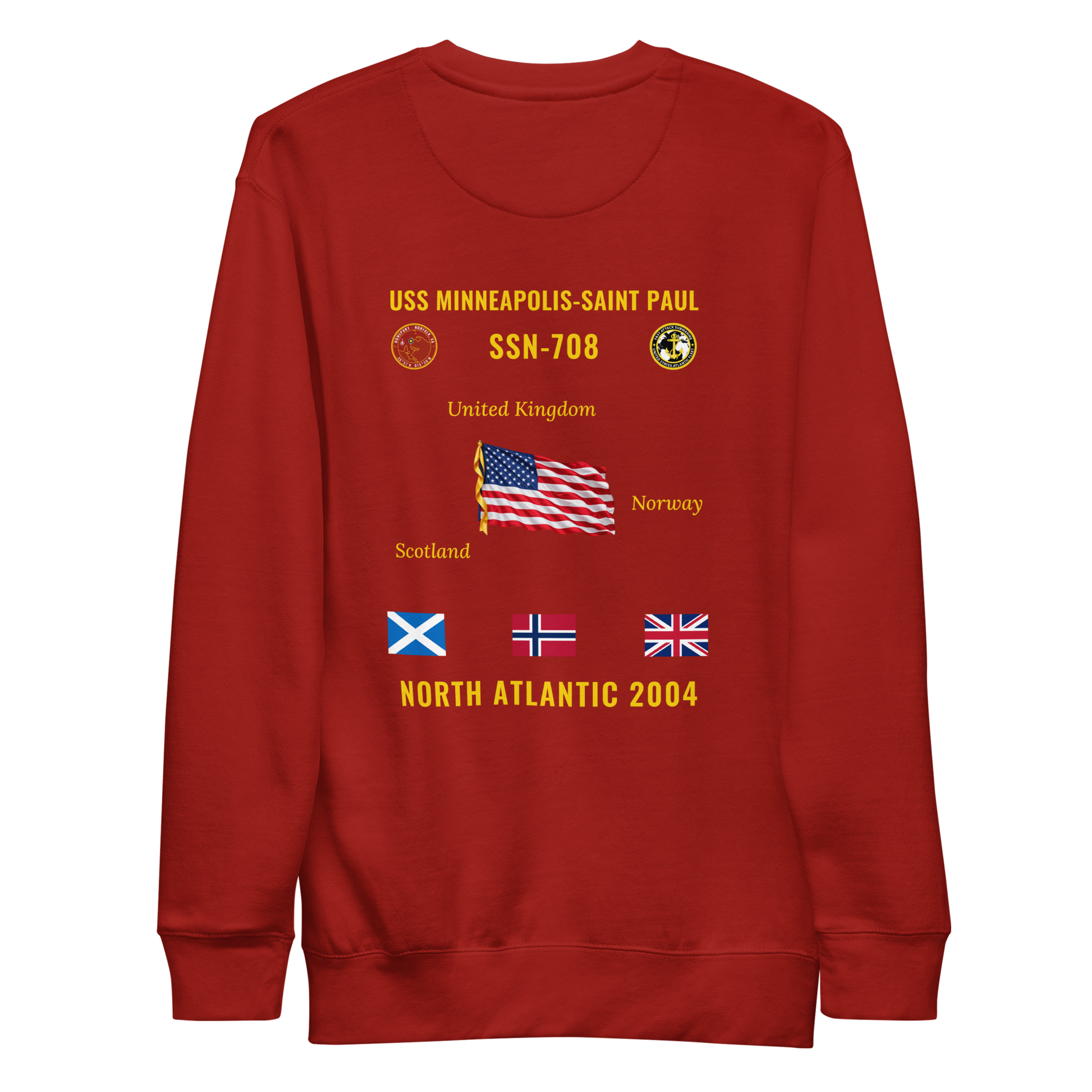 USS Minneapolis-Saint Paul (SSN-708) 2004 North Atlantic Cruise Sweatshirt