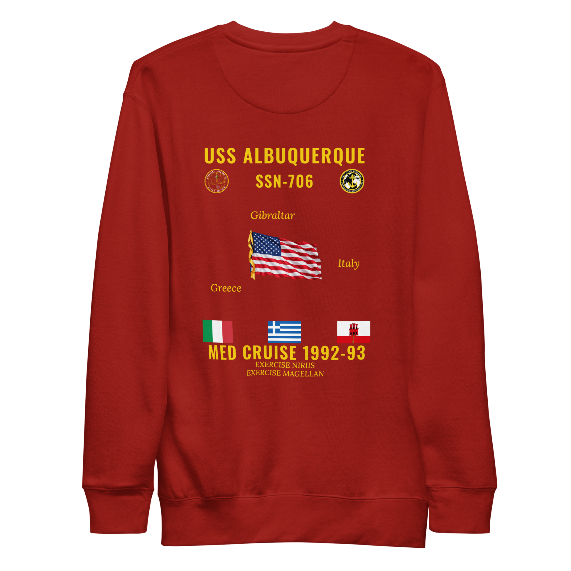 USS Albuquerque (SSN-706) 1992-93 Med Cruise Sweatshirt