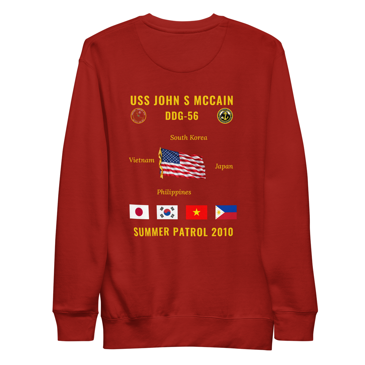 USS John S McCain (DDG-56) 2010 Summer Patrol Cruise Sweatshirt