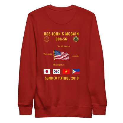 USS John S McCain (DDG-56) 2010 Summer Patrol Cruise Sweatshirt