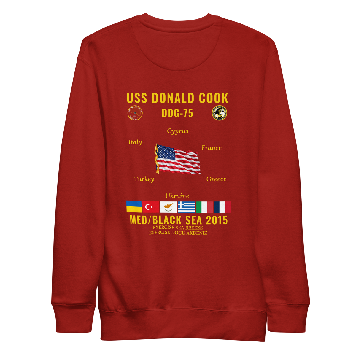 USS Donald Cook (DDG-75) 2015 Med/Black Sea Cruise Sweatshirt
