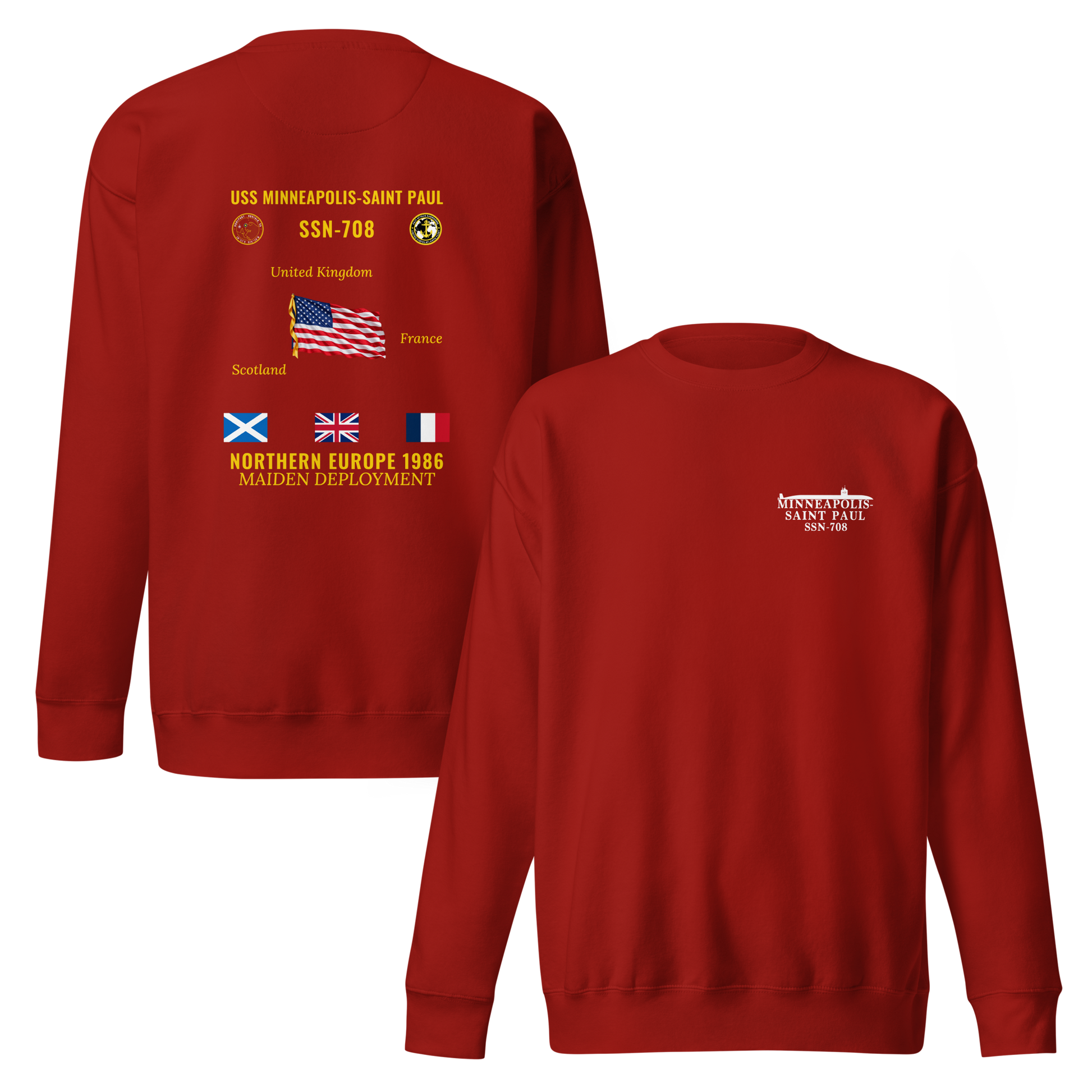 USS Minneapolis-Saint Paul (SSN-708) 1986 Northern Europe Cruise Sweatshirt