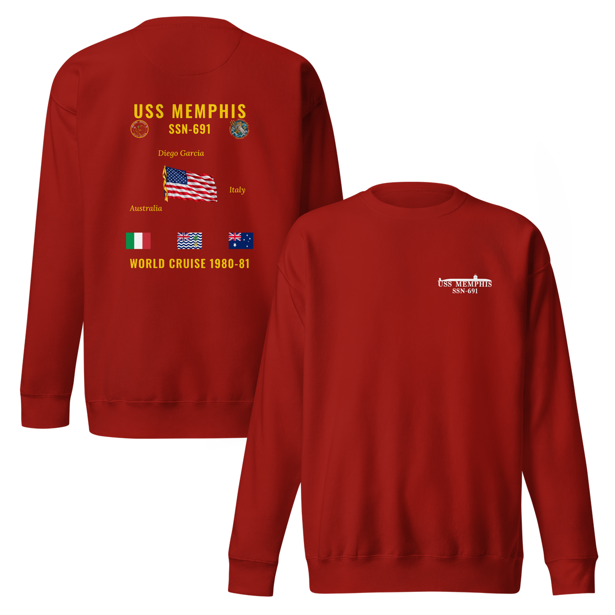 USS Memphis (SSN-691) 1980-81 World Cruise Sweatshirt