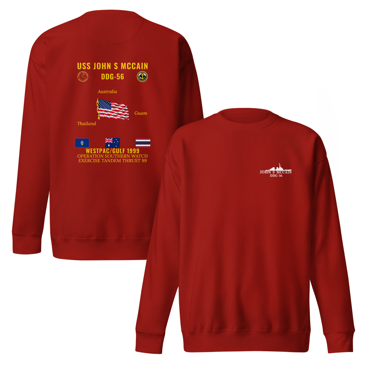 USS John S McCain (DDG-56) 1999 WestPac/Gulf Cruise Sweatshirt