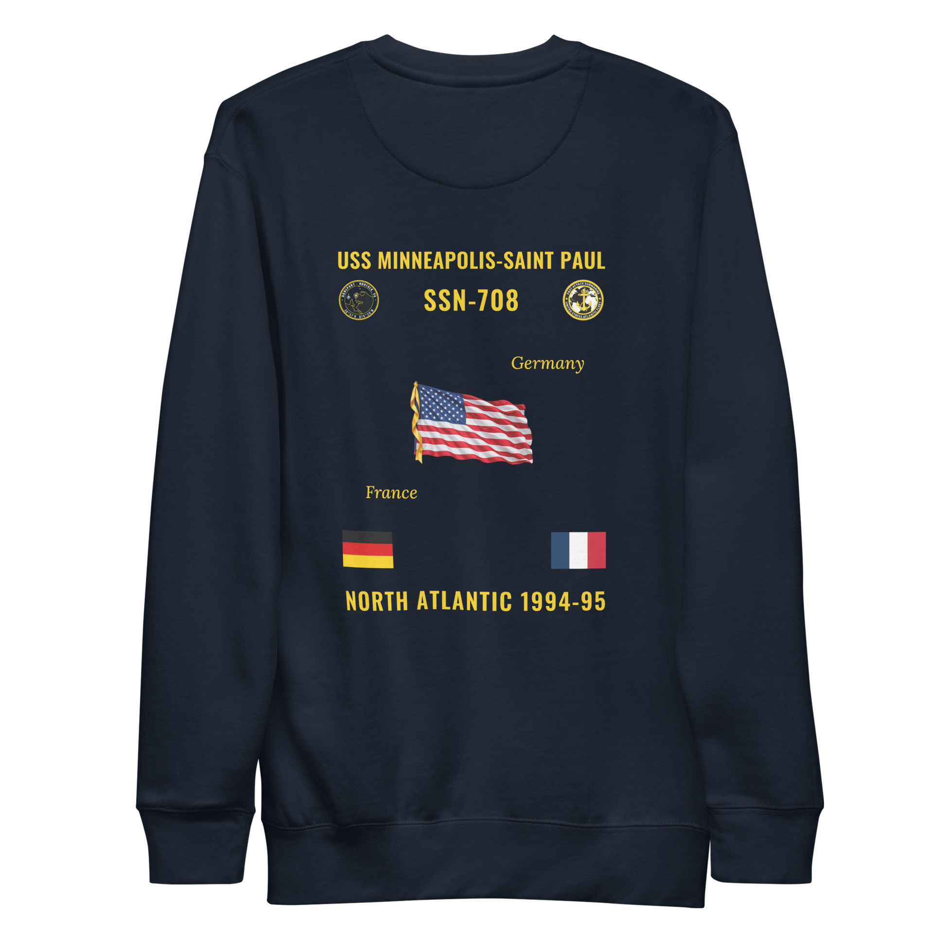 USS Minneapolis-Saint Paul (SSN-708) 1994-95 North Atlantic Cruise Sweatshirt
