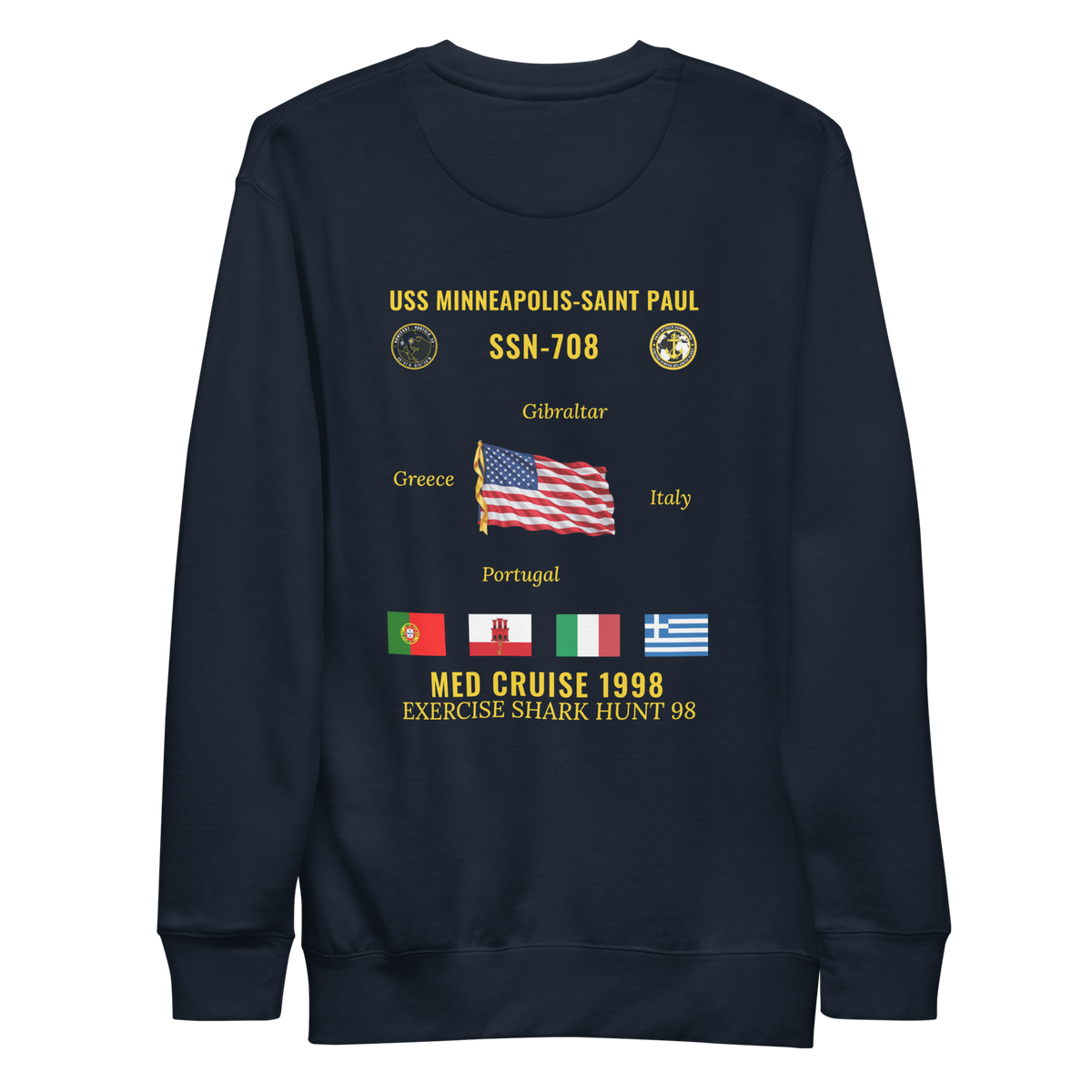 USS Minneapolis-Saint Paul (SSN-708) 1998 Med Cruise Sweatshirt