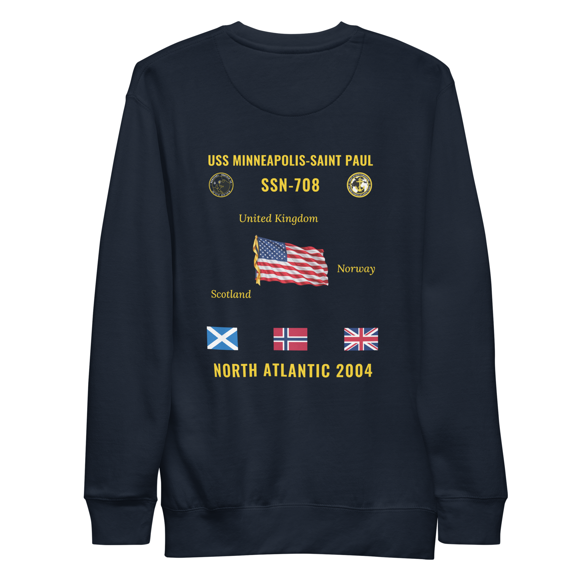 USS Minneapolis-Saint Paul (SSN-708) 2004 North Atlantic Cruise Sweatshirt