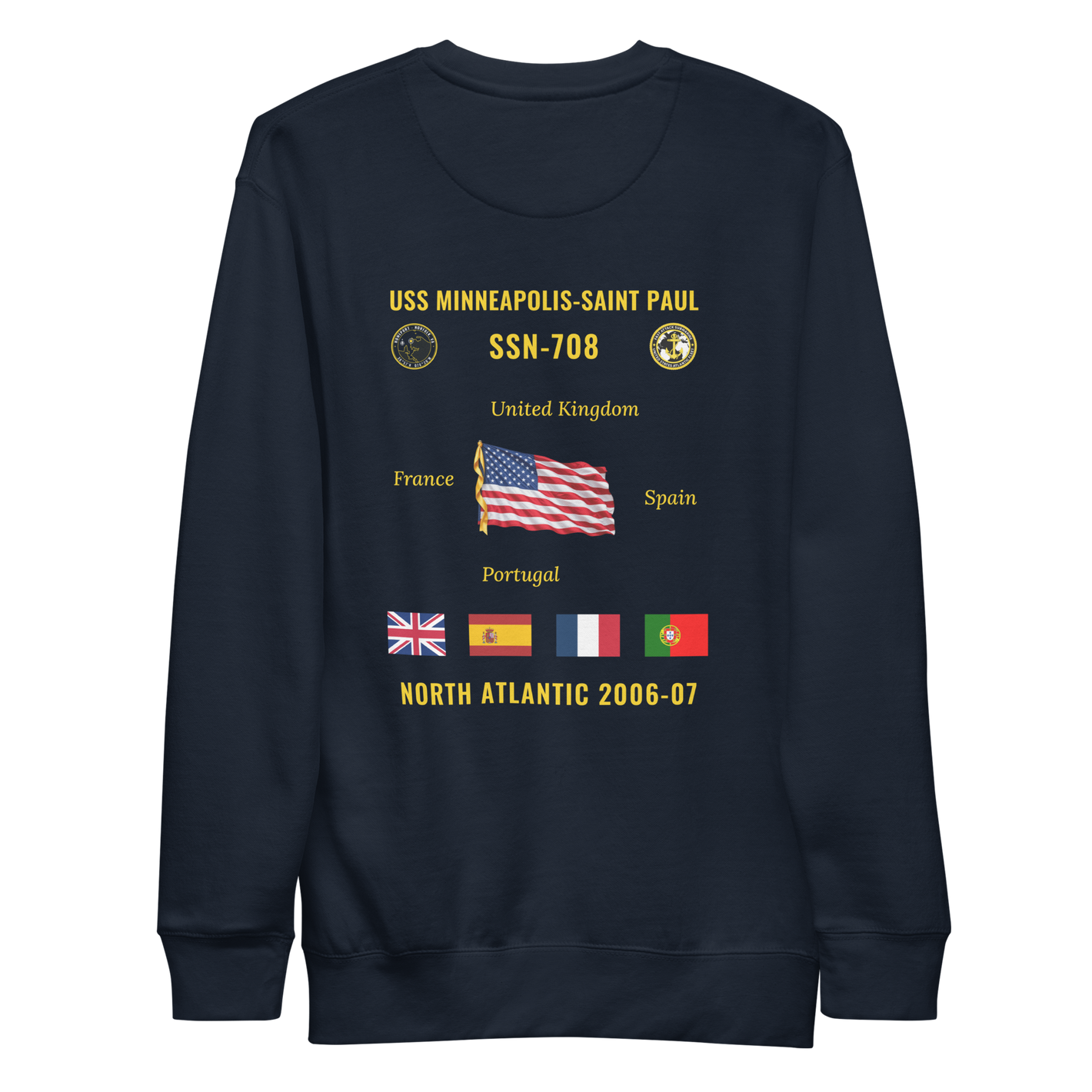 USS Minneapolis-Saint Paul (SSN-708) 2006-07 North Atlantic Cruise Sweatshirt