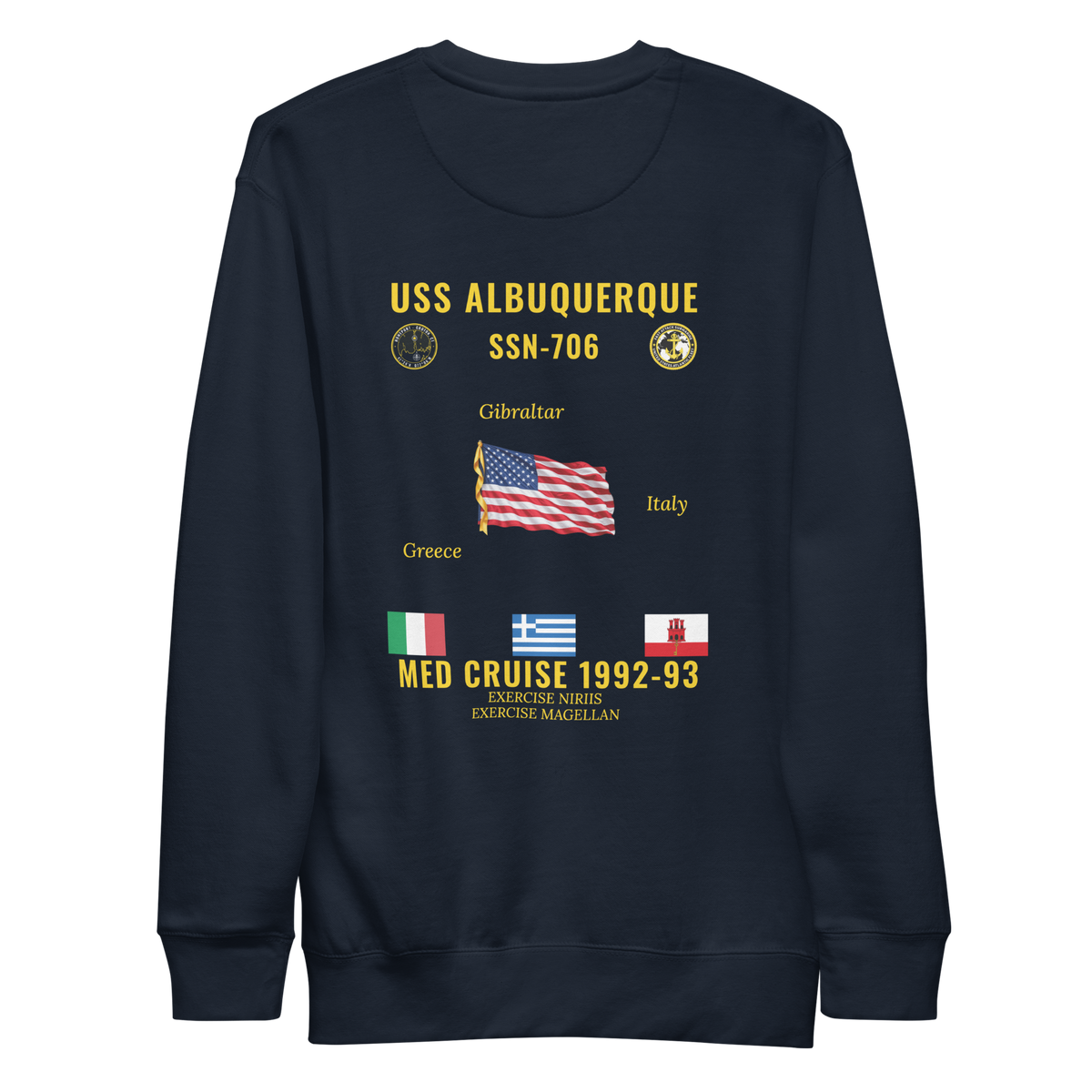 USS Albuquerque (SSN-706) 1992-93 Med Cruise Sweatshirt