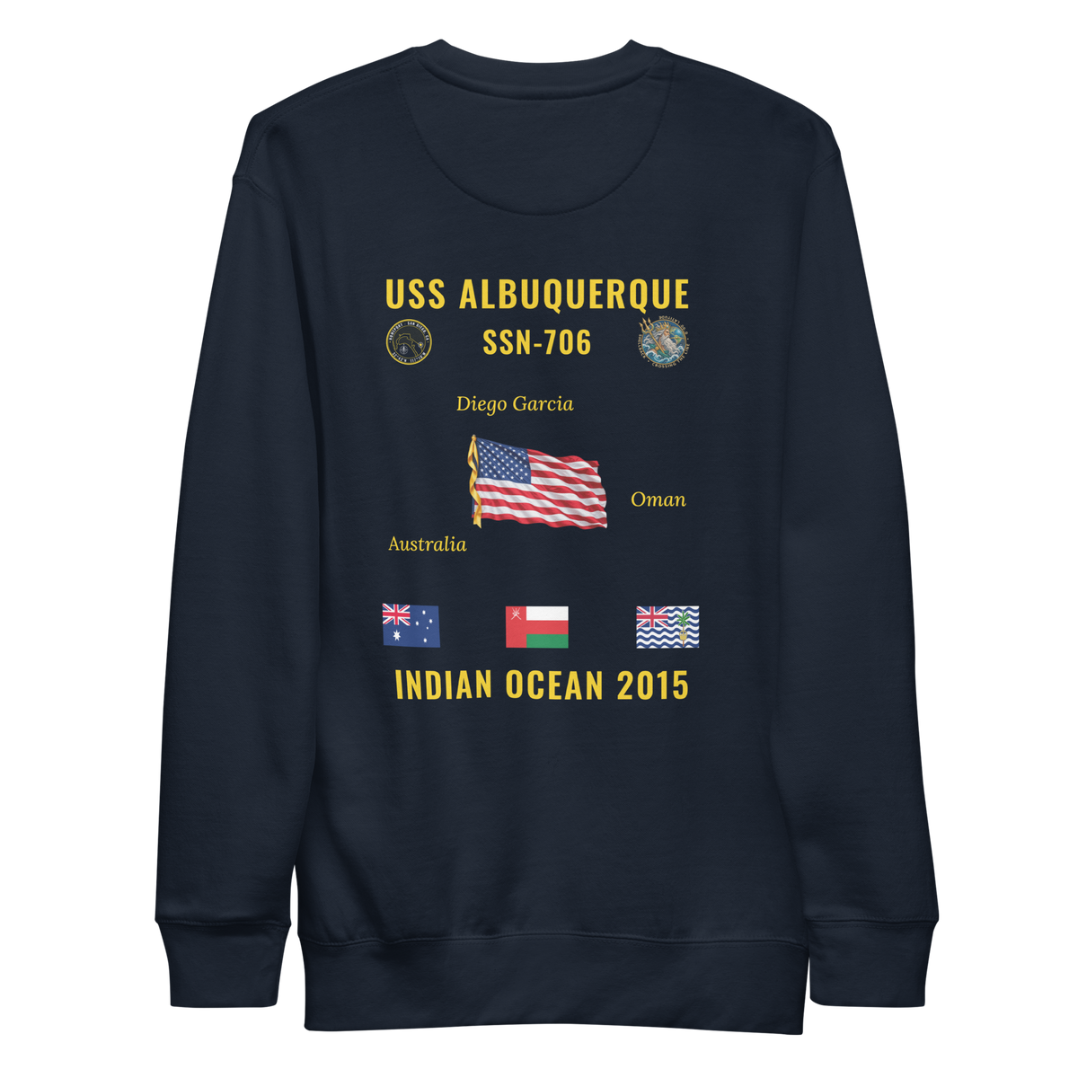 USS Albuquerque (SSN-706) 2015 Indian Ocean Cruise Sweatshirt