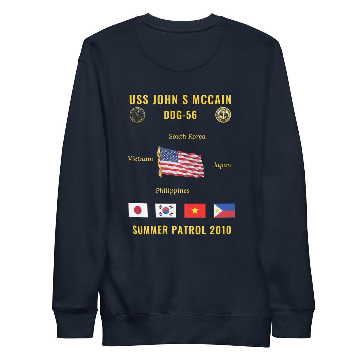 USS John S McCain (DDG-56) 2010 Summer Patrol Cruise Sweatshirt