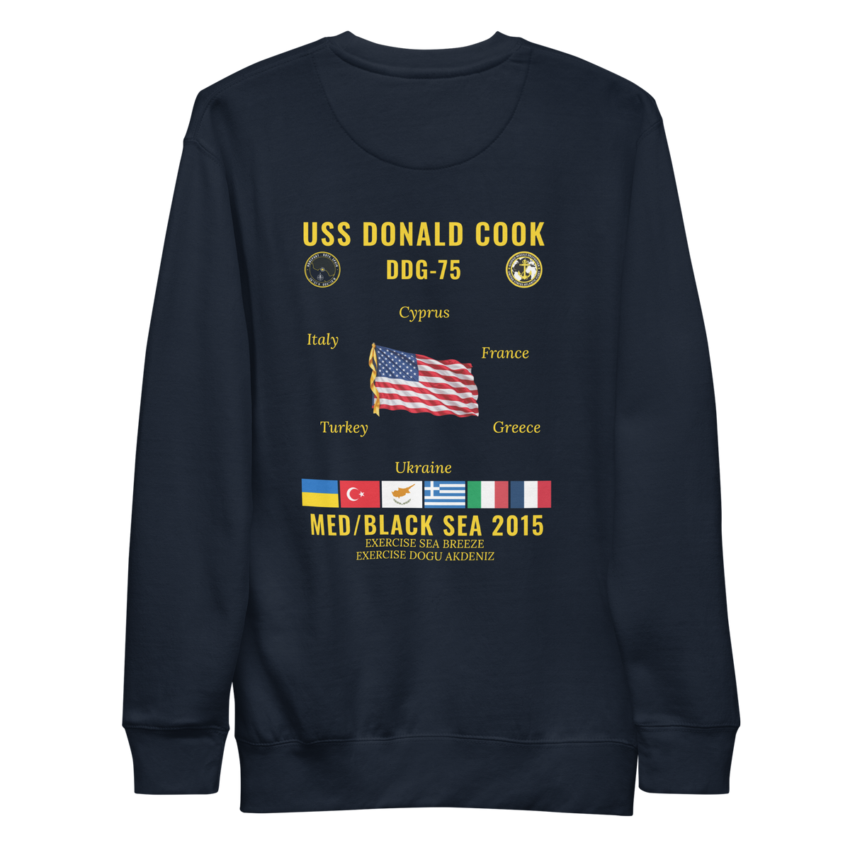 USS Donald Cook (DDG-75) 2015 Med/Black Sea Cruise Sweatshirt