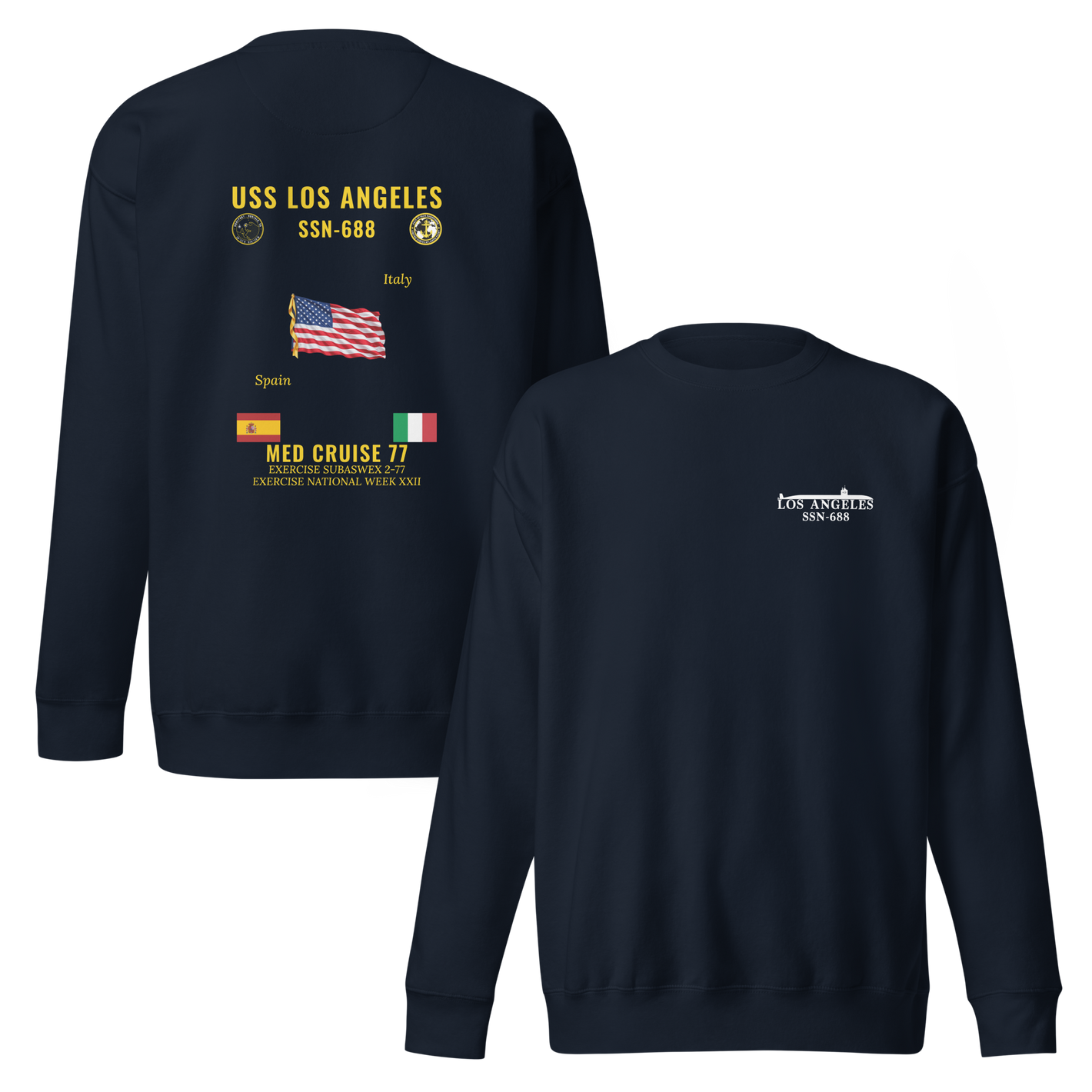 USS Los Angeles (SSN-688) 1977 Med Cruise Sweatshirt