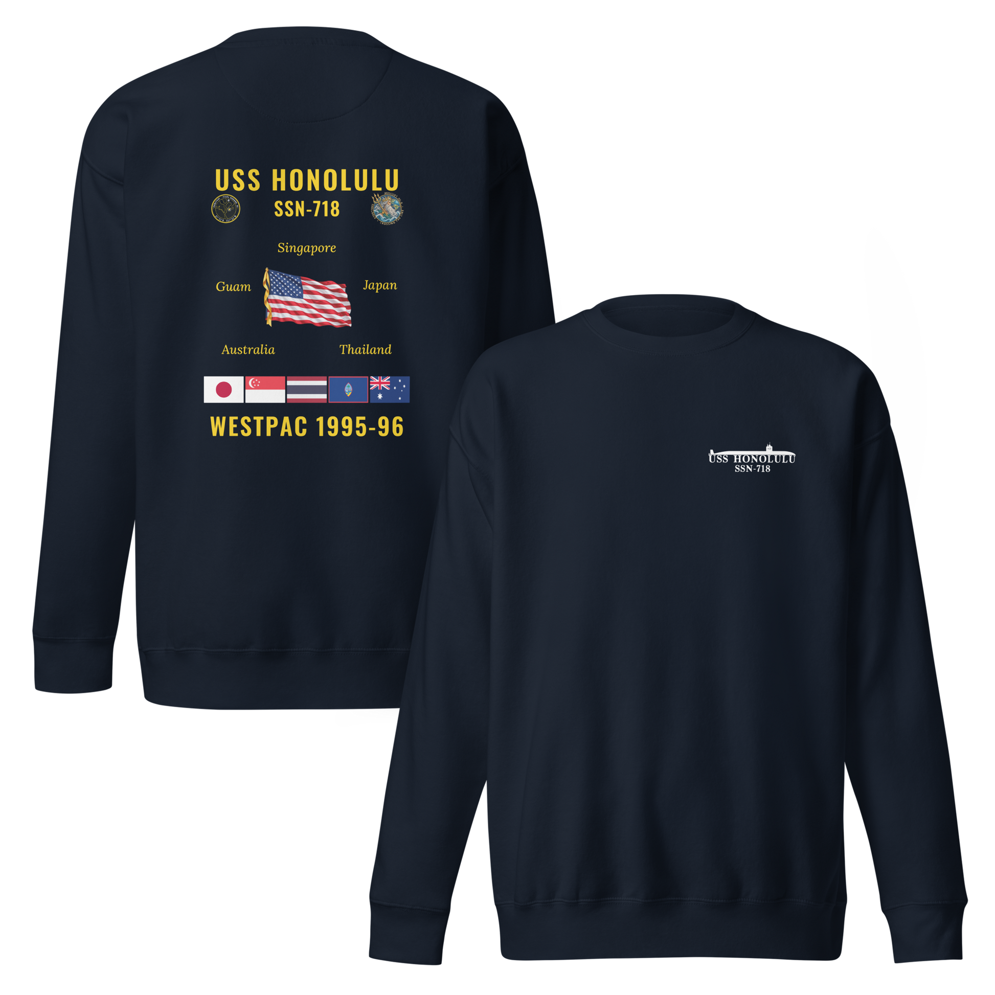 USS Honolulu (SSN-718) 1995-96 WestPac Cruise Sweatshirt