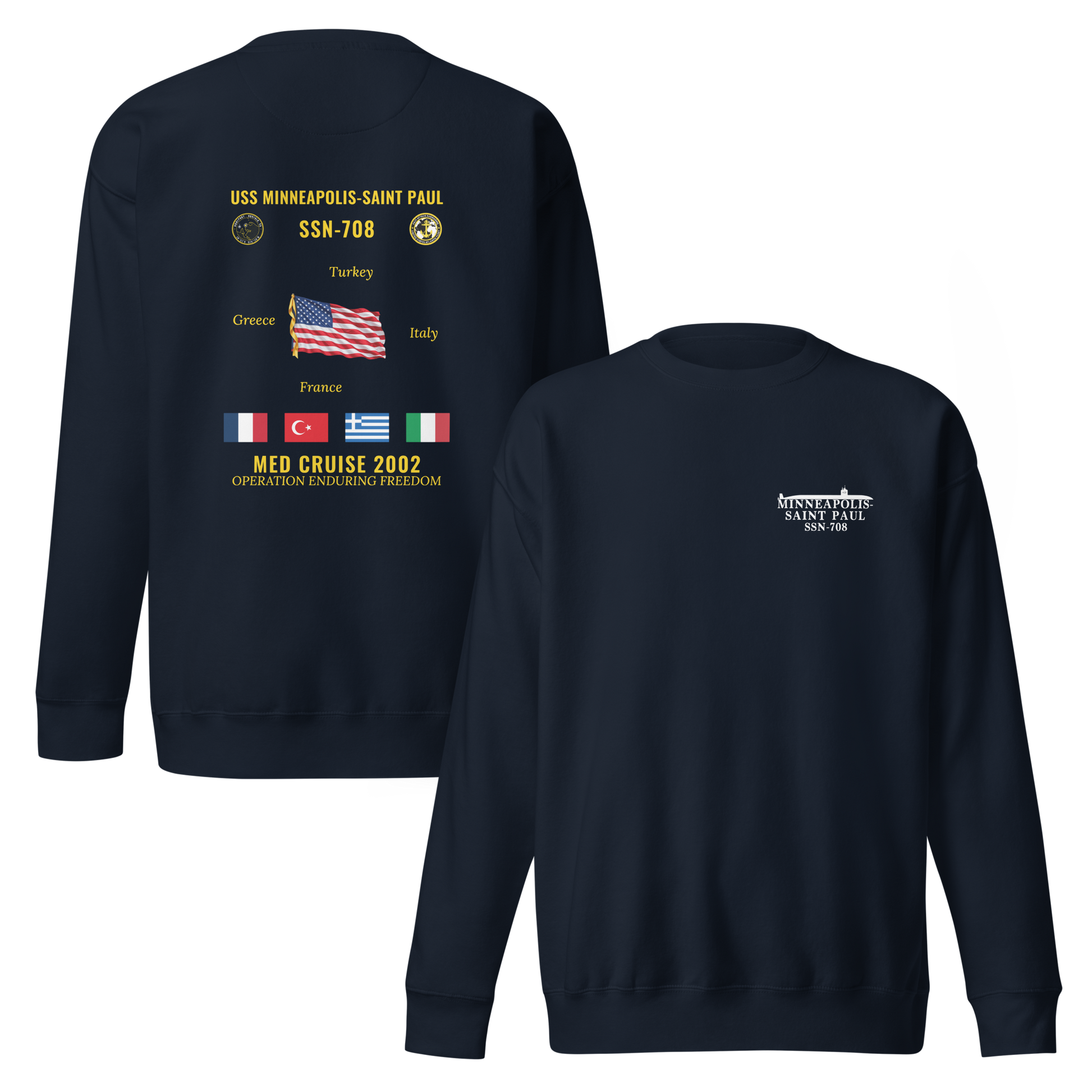 USS Minneapolis-Saint Paul (SSN-708) 2002 Med Cruise Sweatshirt