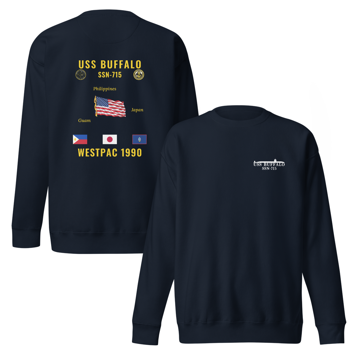 USS Buffalo (SSN-715) 1990 WestPac Cruise Sweatshirt