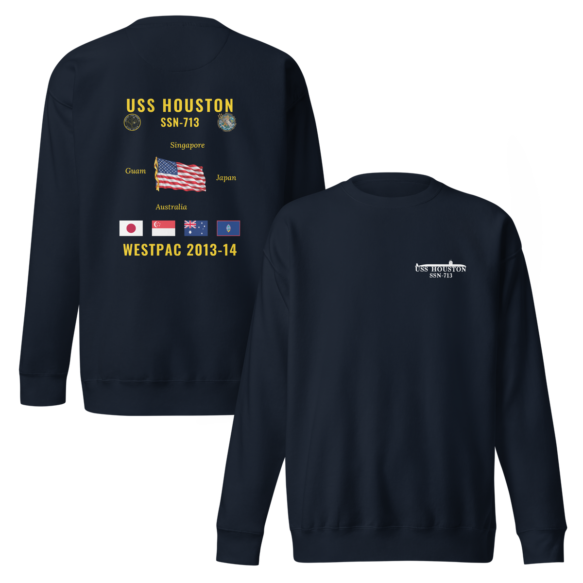 USS Houston (SSN-713) 2013-14 WestPac Cruise Sweatshirt