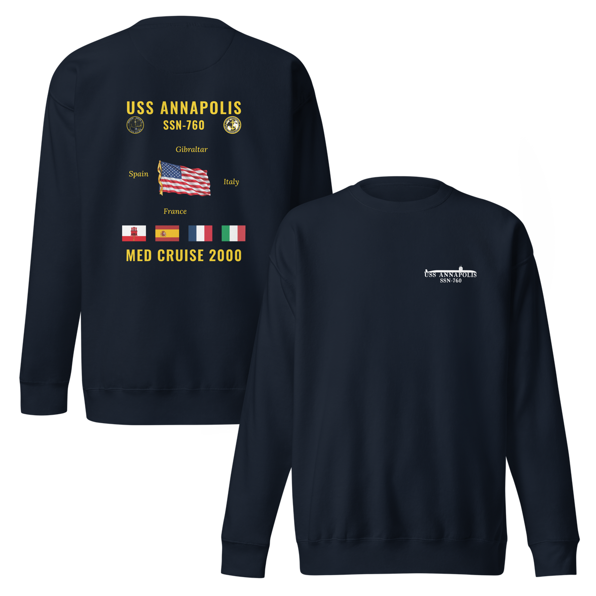 USS Annapolis (SSN-760) 2000 Med Cruise Sweatshirt