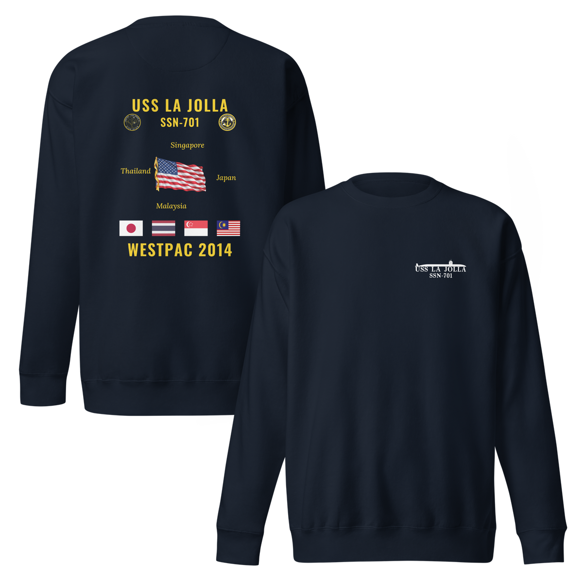 USS La Jolla (SSN-701) 2014 WestPac Cruise Sweatshirt