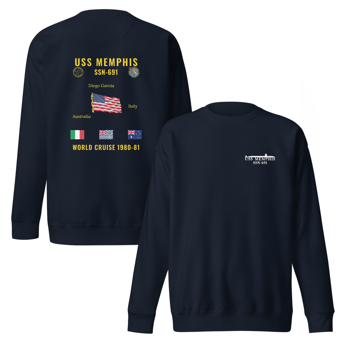 USS Memphis (SSN-691) 1980-81 World Cruise Sweatshirt