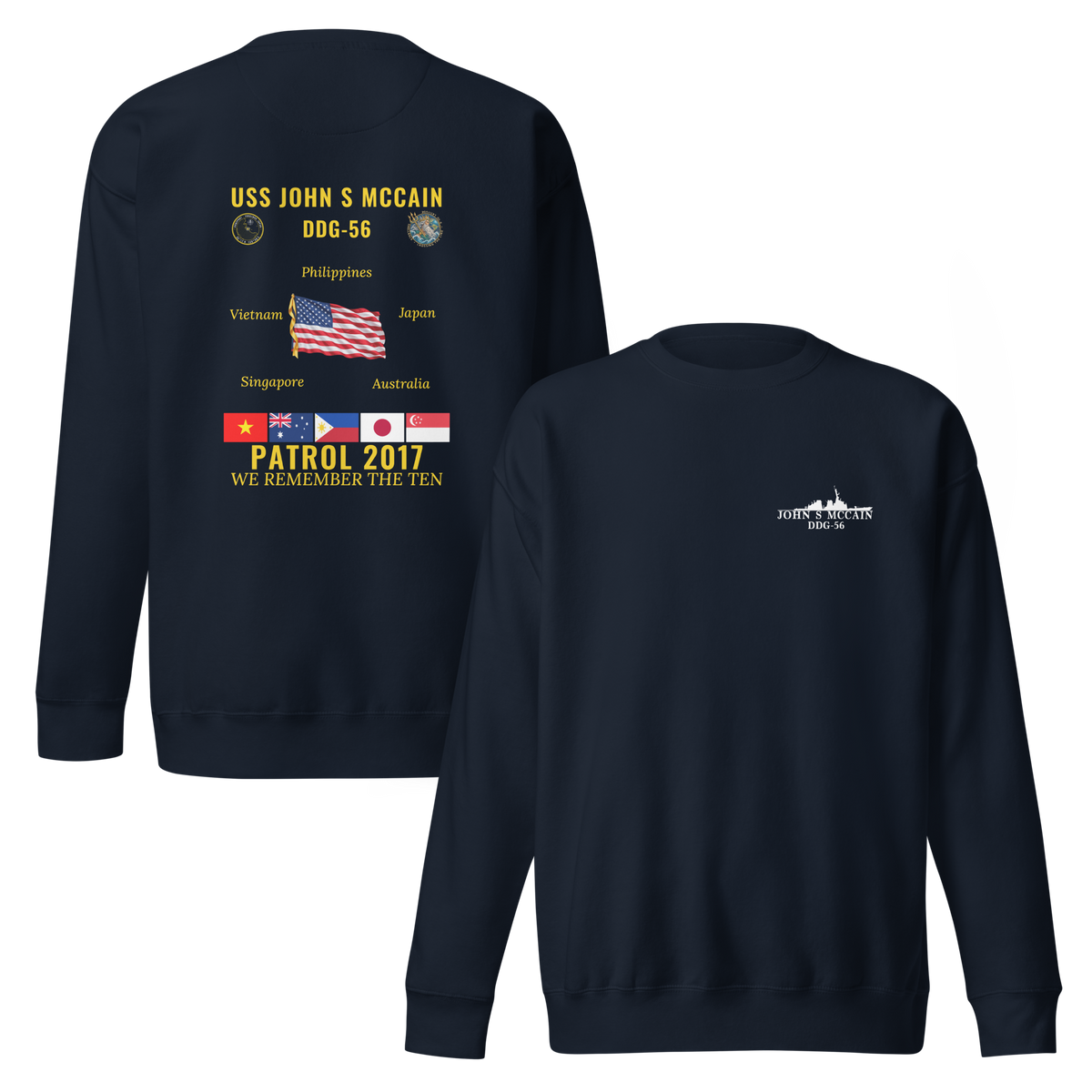 USS John S McCain (DDG-56) 2017 Patrol Cruise Sweatshirt