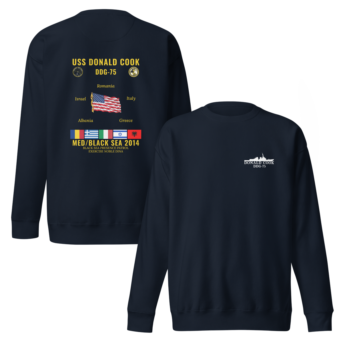 USS Donald Cook (DDG-75) 2014 Med/Black Sea Cruise Sweatshirt