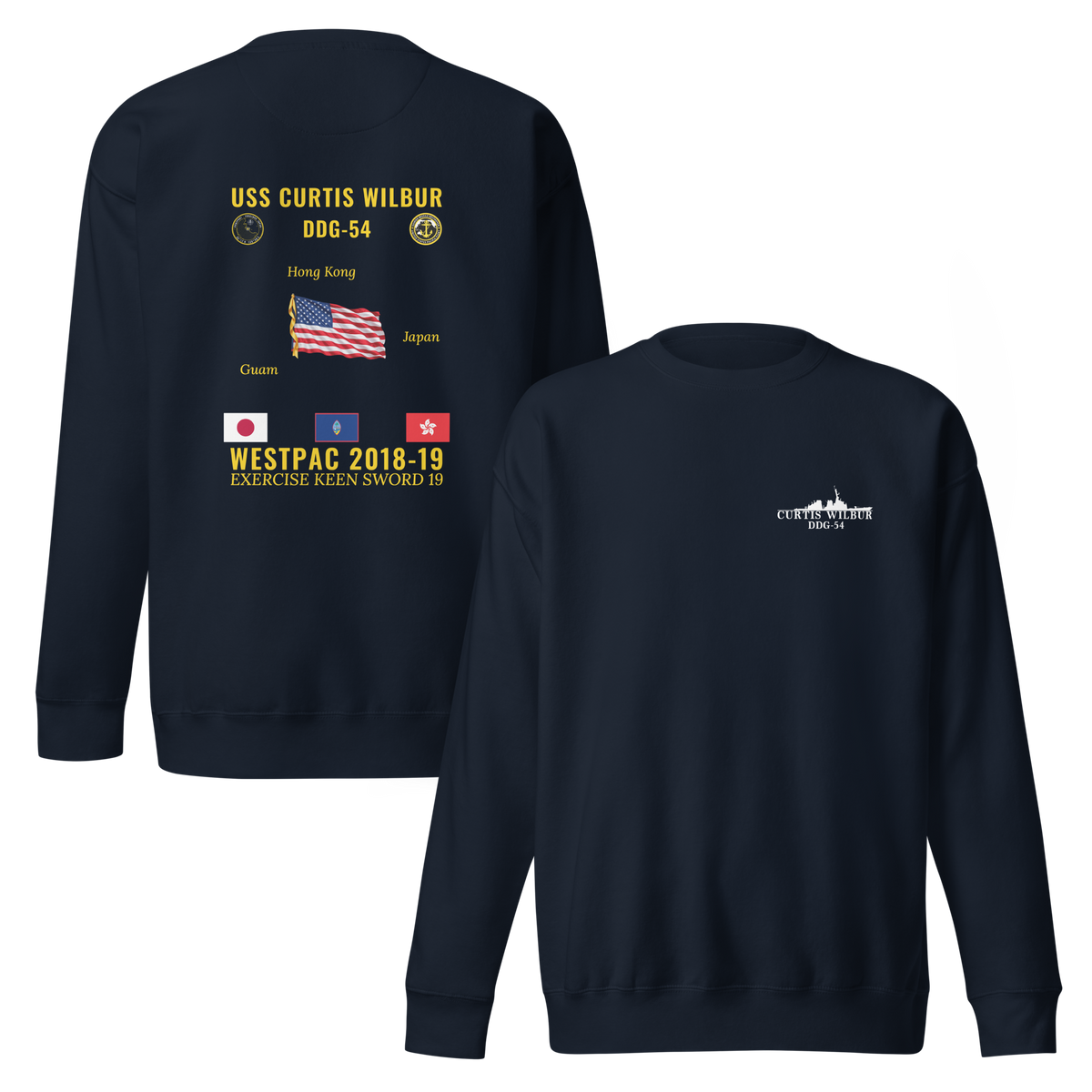 USS Curtis Wilbur (DDG-54) 2018-19 WestPac Cruise Sweatshirt