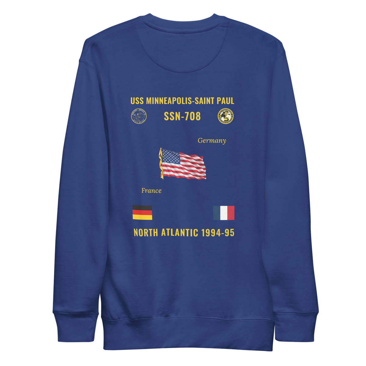 USS Minneapolis-Saint Paul (SSN-708) 1994-95 North Atlantic Cruise Sweatshirt
