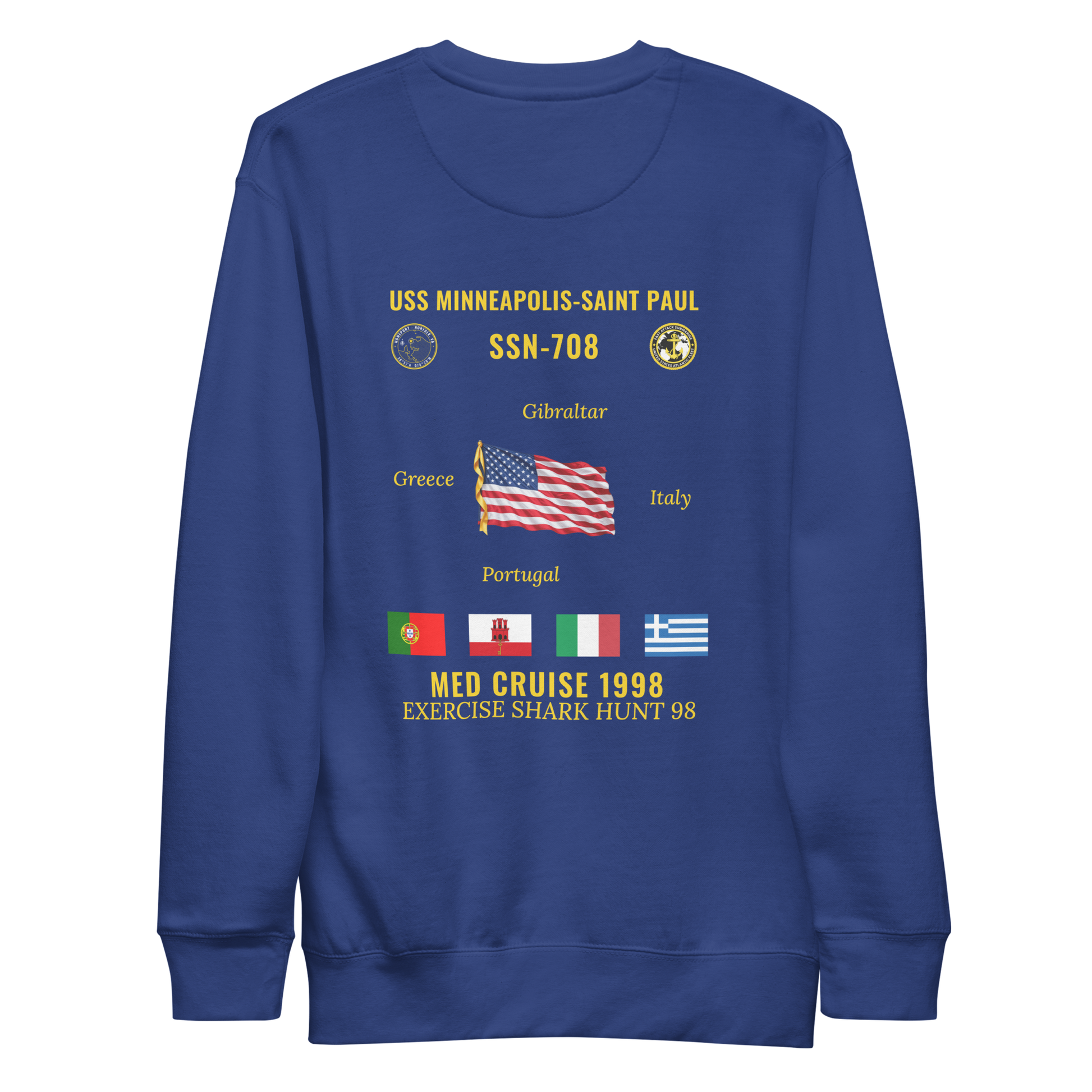 USS Minneapolis-Saint Paul (SSN-708) 1998 Med Cruise Sweatshirt
