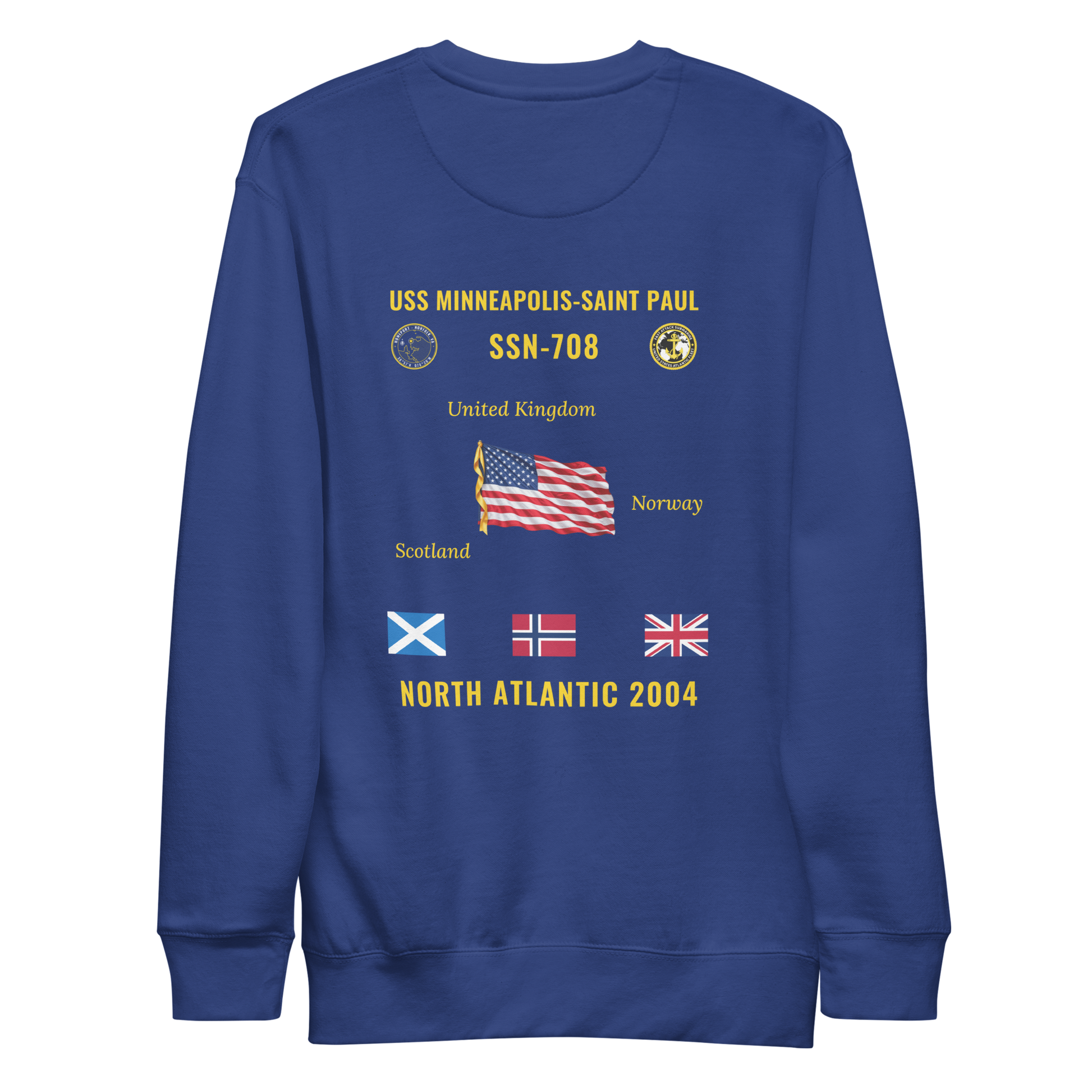 USS Minneapolis-Saint Paul (SSN-708) 2004 North Atlantic Cruise Sweatshirt
