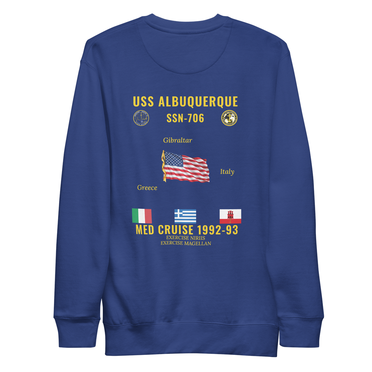 USS Albuquerque (SSN-706) 1992-93 Med Cruise Sweatshirt
