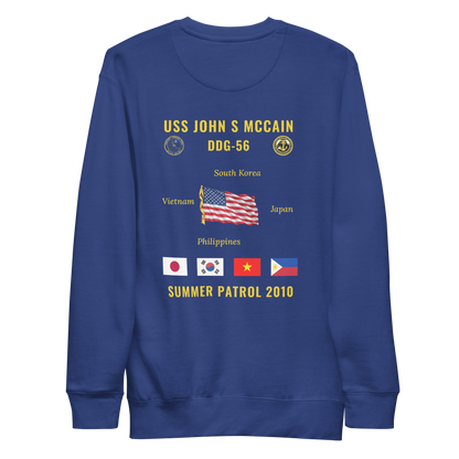 USS John S McCain (DDG-56) 2010 Summer Patrol Cruise Sweatshirt