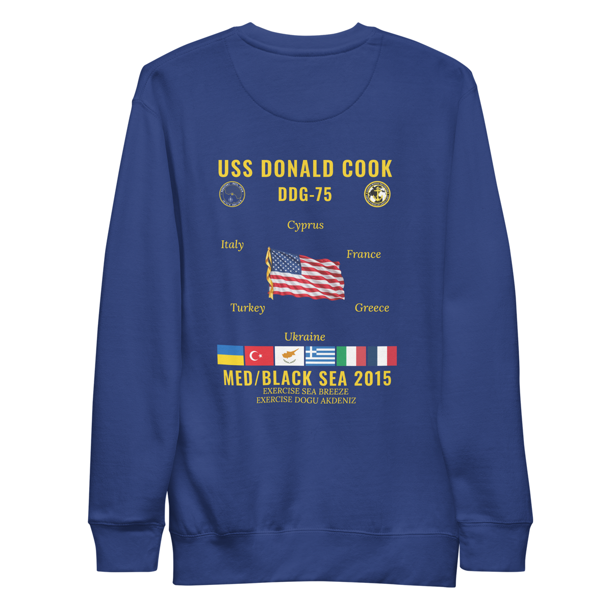 USS Donald Cook (DDG-75) 2015 Med/Black Sea Cruise Sweatshirt