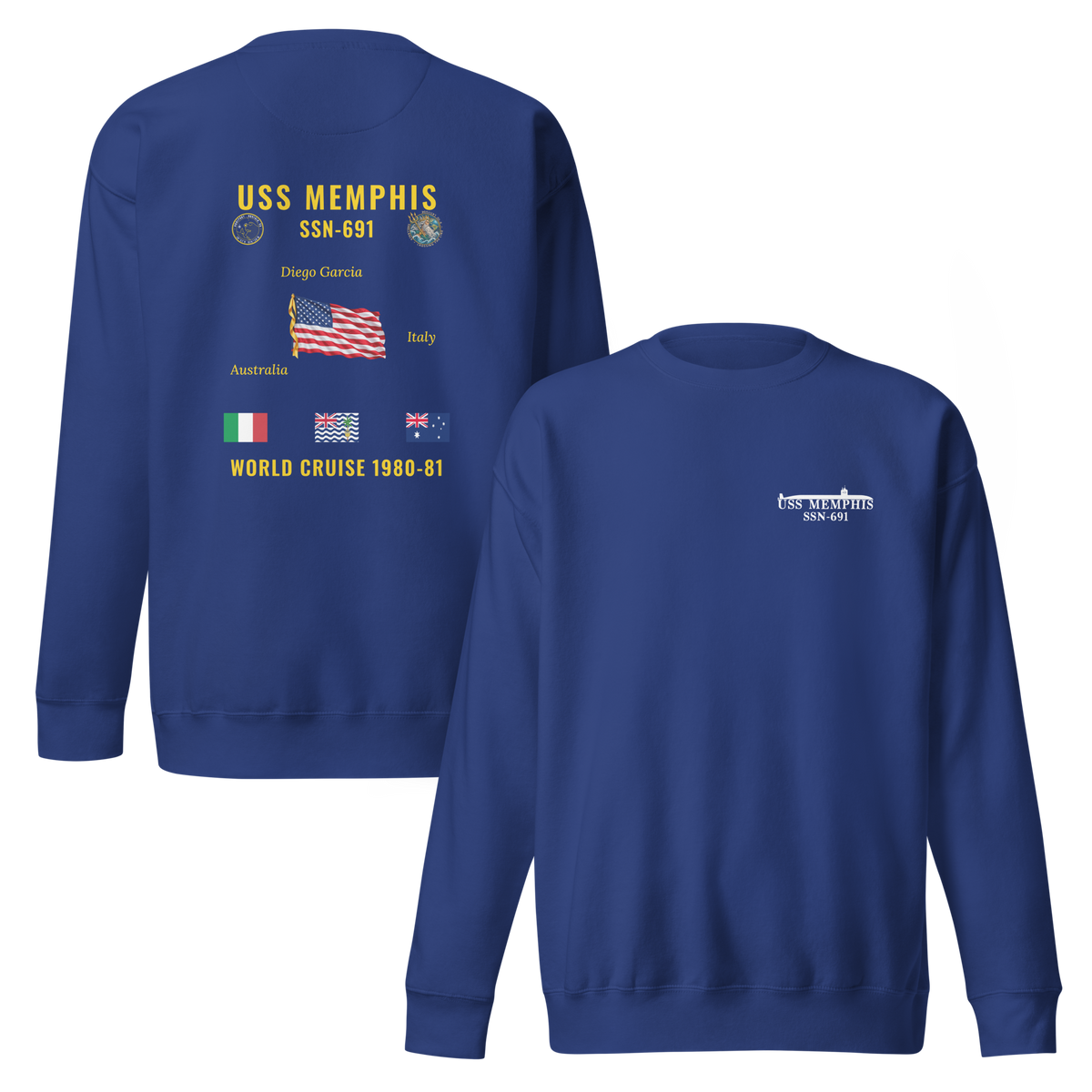 USS Memphis (SSN-691) 1980-81 World Cruise Sweatshirt