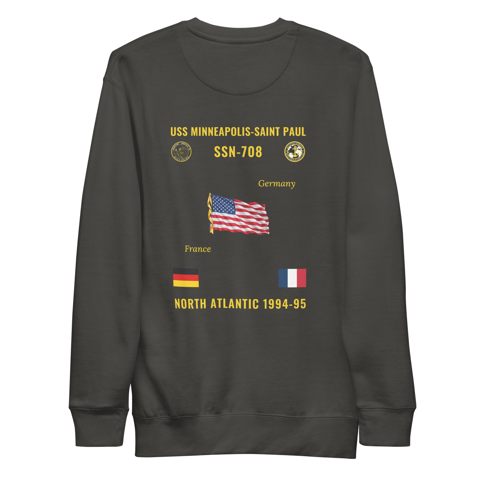 USS Minneapolis-Saint Paul (SSN-708) 1994-95 North Atlantic Cruise Sweatshirt