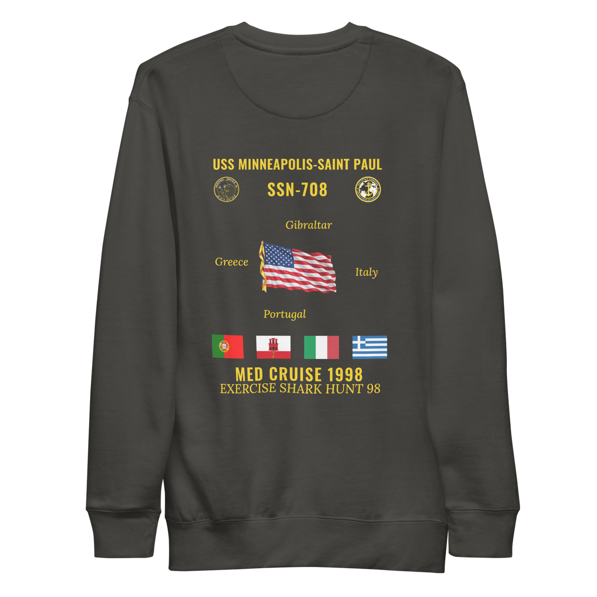 USS Minneapolis-Saint Paul (SSN-708) 1998 Med Cruise Sweatshirt